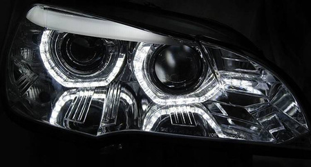 Faruri noi BMW X5 E70 E70 07-10 RINGI 3D DRL CHR XENON AFS