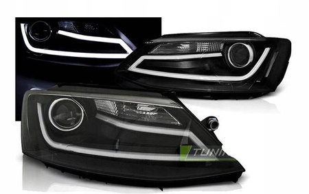 Faruri Vw Jetta VI 11- negru cu led drl
