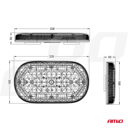 Faza de avertizare LED 33cm omologare magnet R65 R10 12-24V