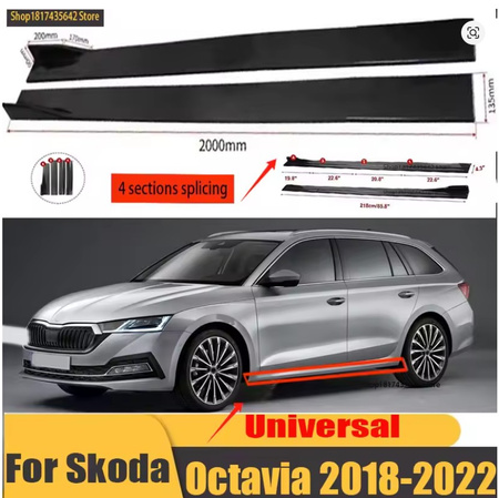SKODA OCTAVIA MK4 Plăci de prag negru lucios
