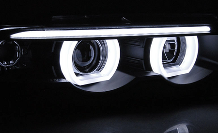Faruri Bmw E38 94-01 Ringi 3d Led negru