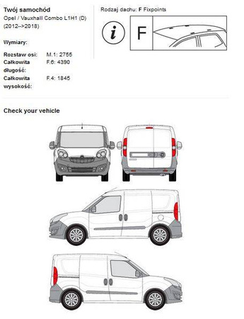 Suport de acoperiș dedicat pentru Opel Combo 2012 -&gt