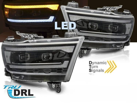 Faruri full LED negru pentru Dodge Ram 19-22