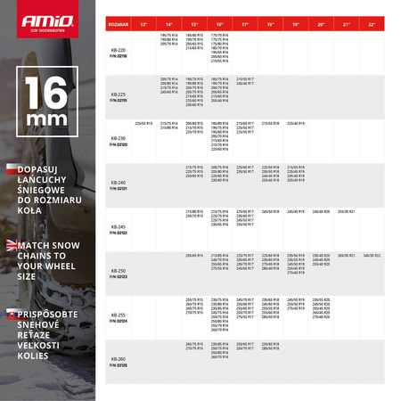 Lanțuri de zăpadă 16 mm 4x4 KB-255