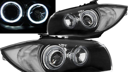 Faruri BMW E87 E81 04-11 Led Ringlights negru