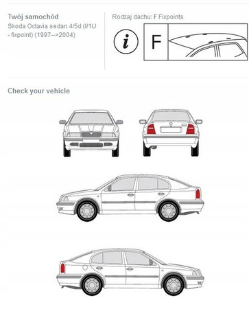 Fișă portbagaj de acoperiș Skoda Octavia I DARK