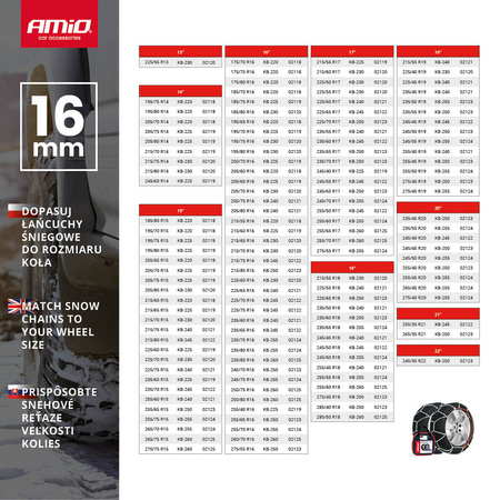 Lanțuri de zăpadă 16 mm 4x4 KB-250