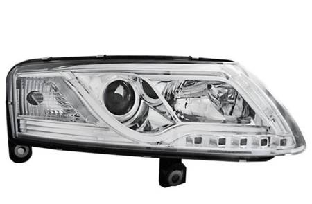 AUDI A6 C6 Faruri cu LED-uri cu tuburi cromate pentru AUDI A6 C6