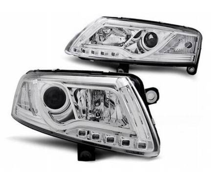 AUDI A6 C6 Faruri cu LED-uri cu tuburi cromate pentru AUDI A6 C6