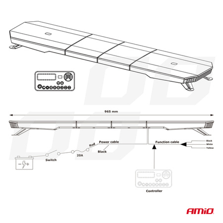 Beam LED avertizare 51 functii 137cm omologare R65 R10 12-24V