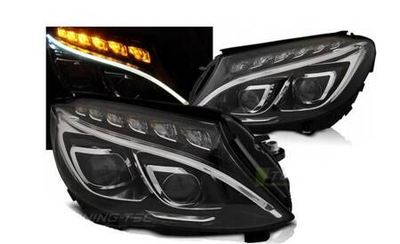 Faruri True DRL negre se potrivesc cu Mercedes W205 14-18