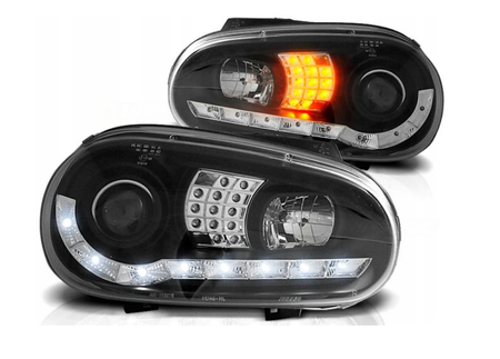 Faruri Vw Golf 4 Iv lumina zilei negru Led