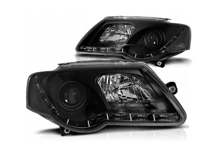 Faruri Vw Passat B6 05-10 Negru Led Drl