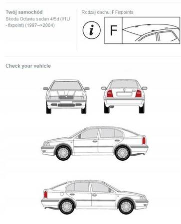 Fișă portbagaj de acoperiș Skoda Octavia I DARK