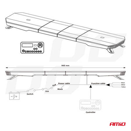 Lampă de avertizare Beam LED 51 funcții 76cm omologare R65 R10 12-24V dispozitiv de semnalizare