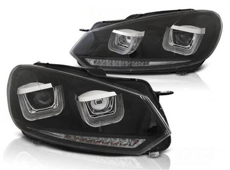 Lămpi vw golf 6 vi 08-12 u-type negru drl dts led