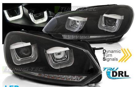 Lămpi vw golf 6 vi 08-12 u-type negru drl dts led